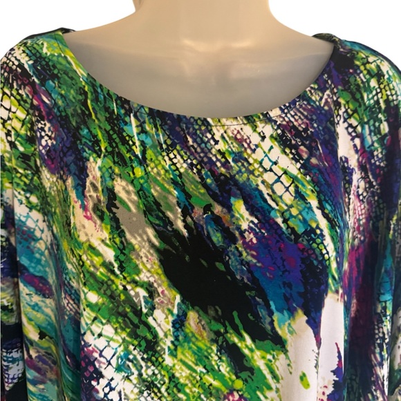 Rafaella Multicolor Abstract Print Tie-Hem Top   XLARGE    #F - Picture 2 of 7